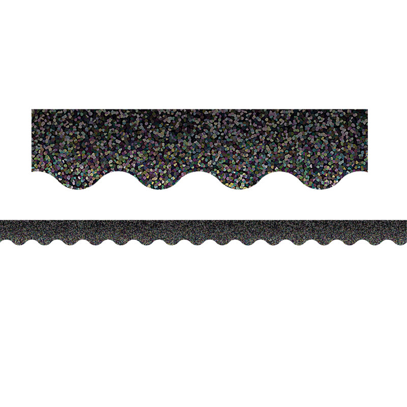 Bordure festonnée scintillante jaune, Noir