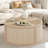4 Pieces Round To Square Block Modular Coffee Table With Natural Rattan And 2 Tiers