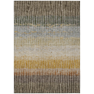 Machine Washable Indoor/Outdoor Matteson ACN2314 Stripes Rug