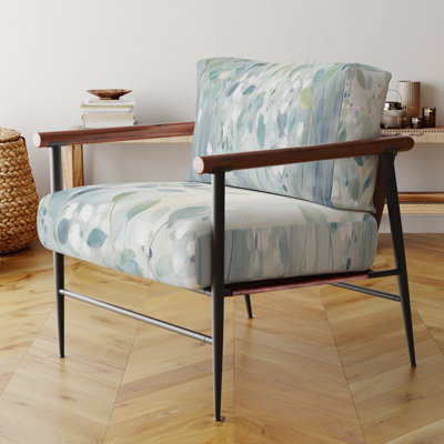 Blue Botanical Rhythms IV - Fauteuil rembourré contemporain, fauteuil d'appoint bleu