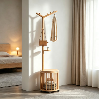 Portemanteau en bois d'hévéa massif