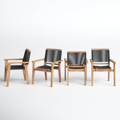 Fauteuil empilable de salle à manger pour l'extérieur en teck Towbin Oslo