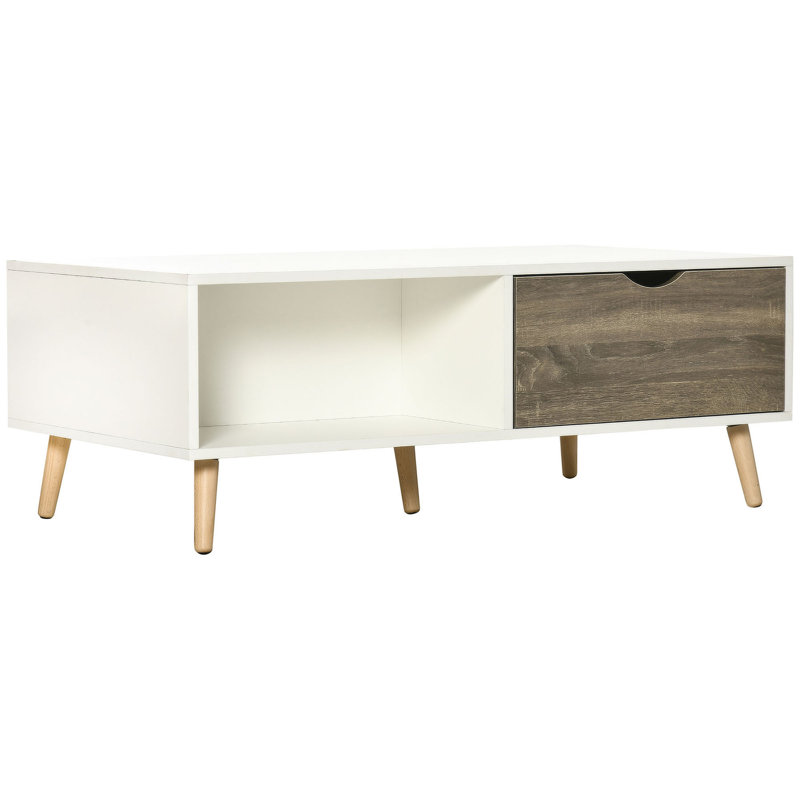 Aubrie Four Leg Coffee Table with Storage, White