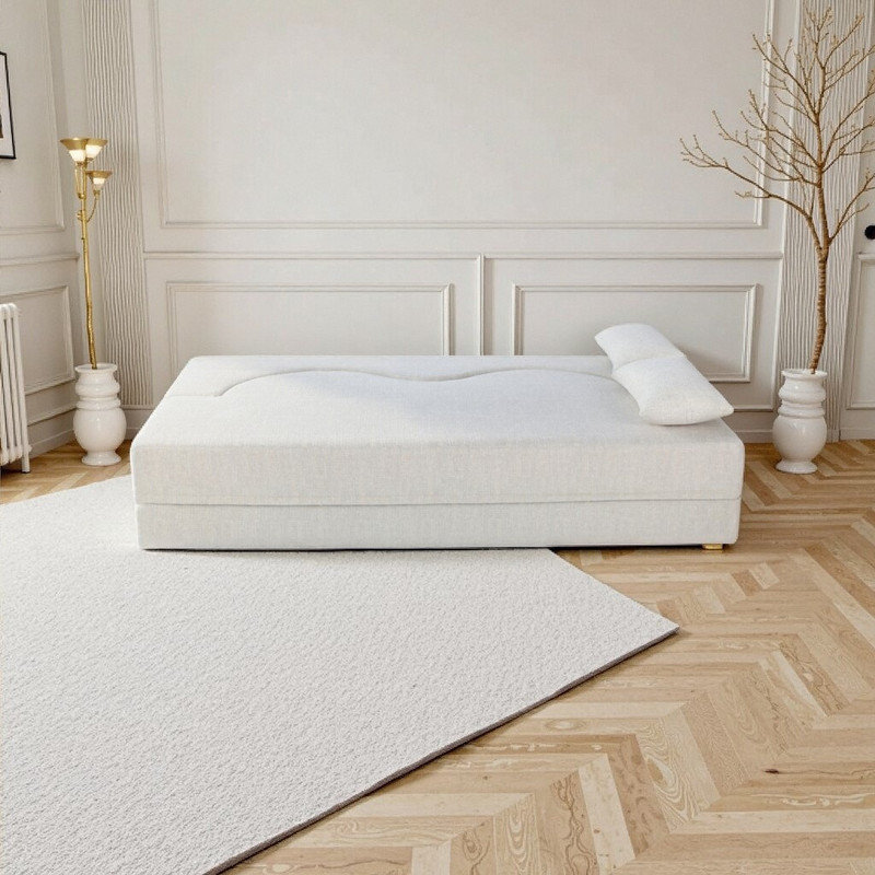 Canapé-lit pliable 2 en 1 Instant-Convert 3 places, canapé-lit pliable de 75 pouces, Blanc