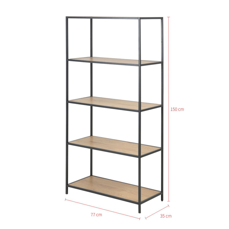 Kevern 150cm H x 77cm W Steel Standard Bookcase