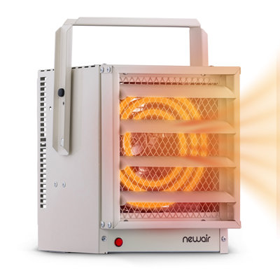 Newair Hardwired 240v Electric Garage Heater, Ceiling Mounted with Adjustable Louvers and Tilt Head, Heats up to 500 sq. ft. of Space