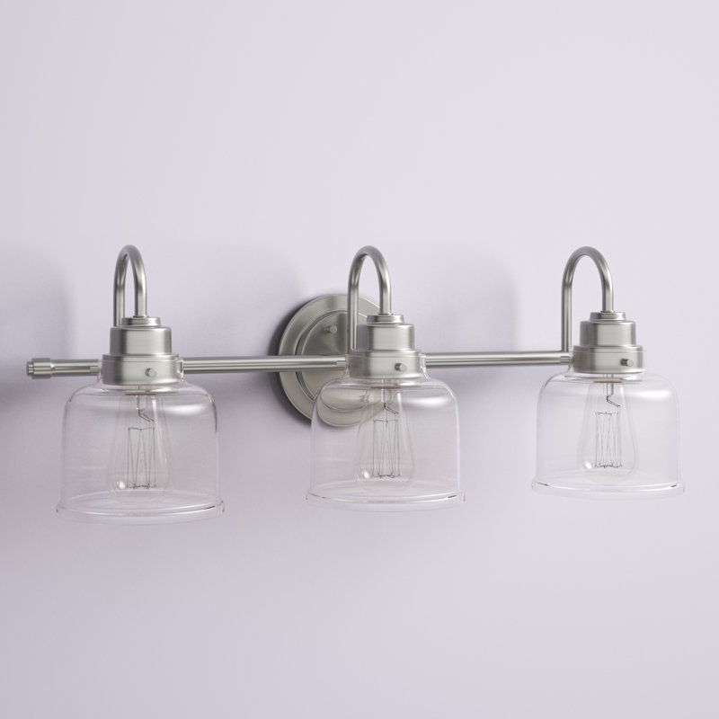 Juliann 24 in. 3-Light Modern Dimmable Vanity Light with Clear Glass Shade, Brushed Nickel