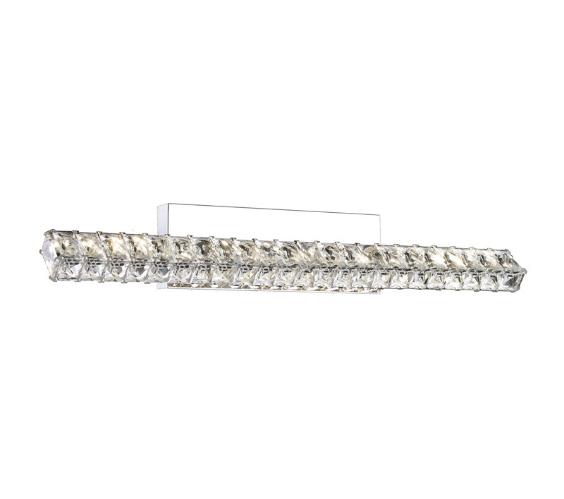 1-Light Chrome stainless steel LED Wall Sconce With Clear Crystal Accents