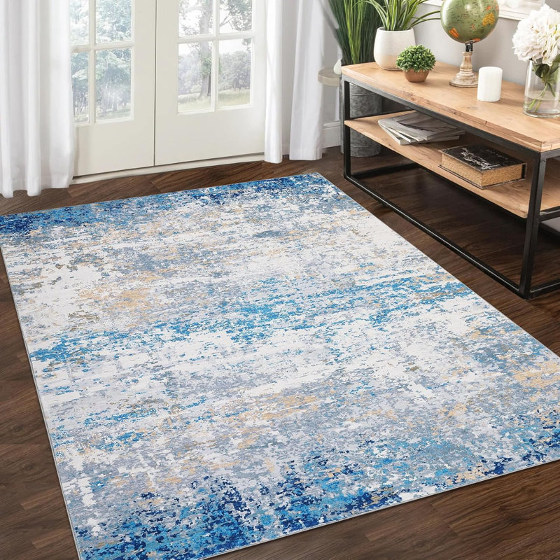 Washable Rug Non Slip Modern Abstract Hallway Runner Rug Rubber Backing Low Pile Contemporary Carpet Kitchen Laundry Entryway Grey