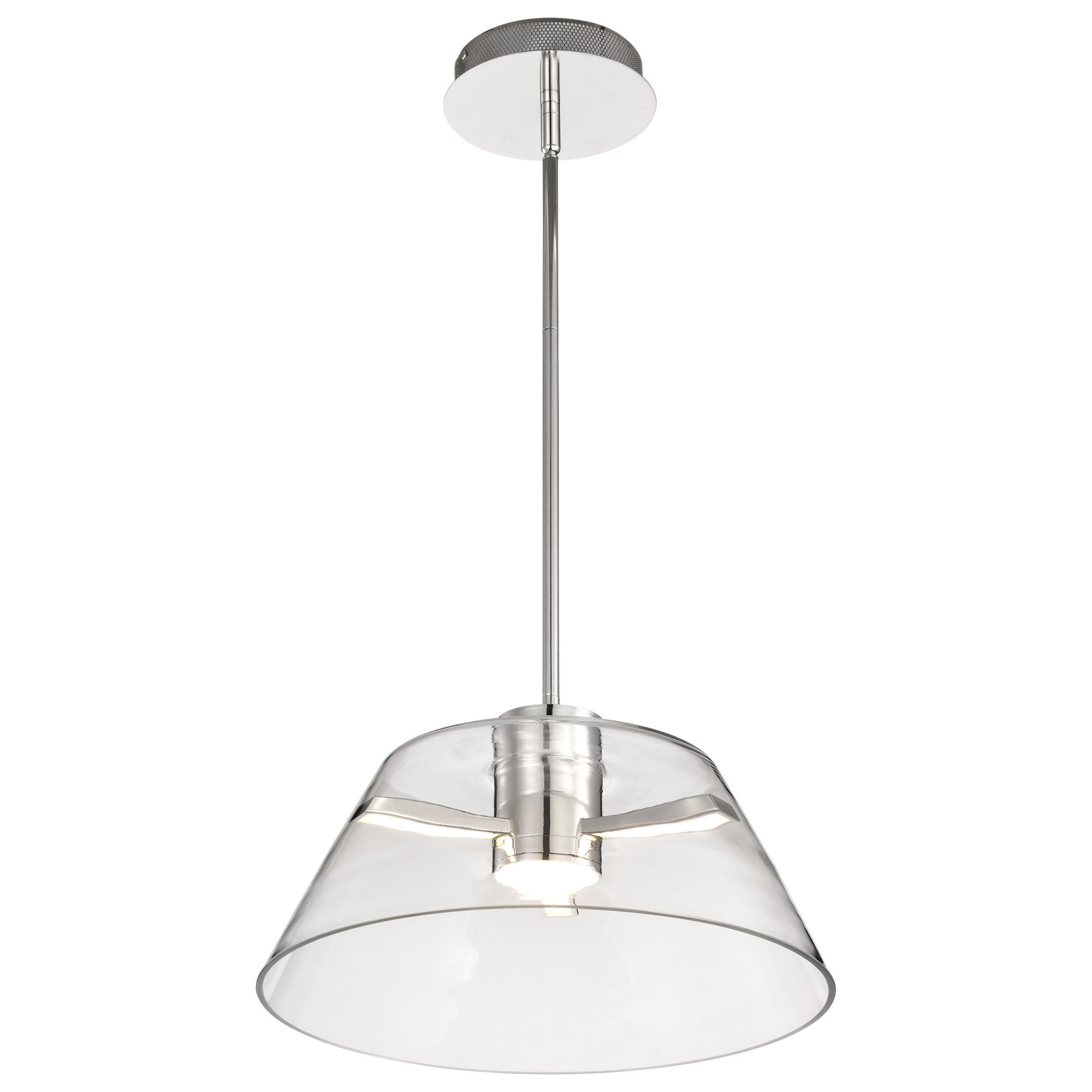 Sinclair - LED Pendant - with Clear Glass, 46.51" H x 17" W x 17" D, Polished Nickel