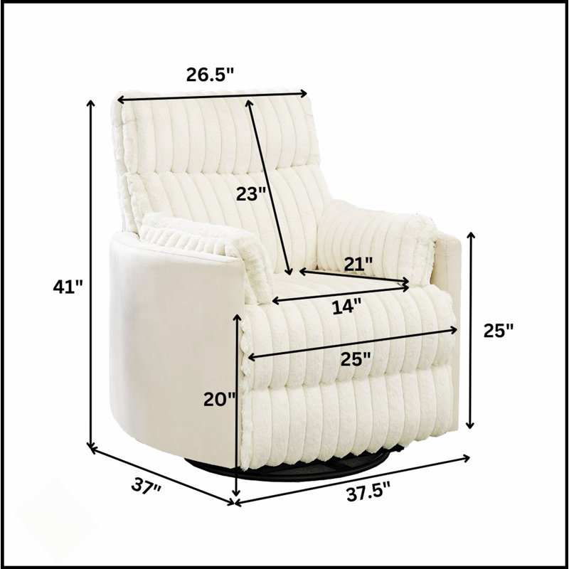 Fauteuil inclinable manuel en velours côtelé avec rembourrage moelleux et conception ergonomique Bocaton, Blanc