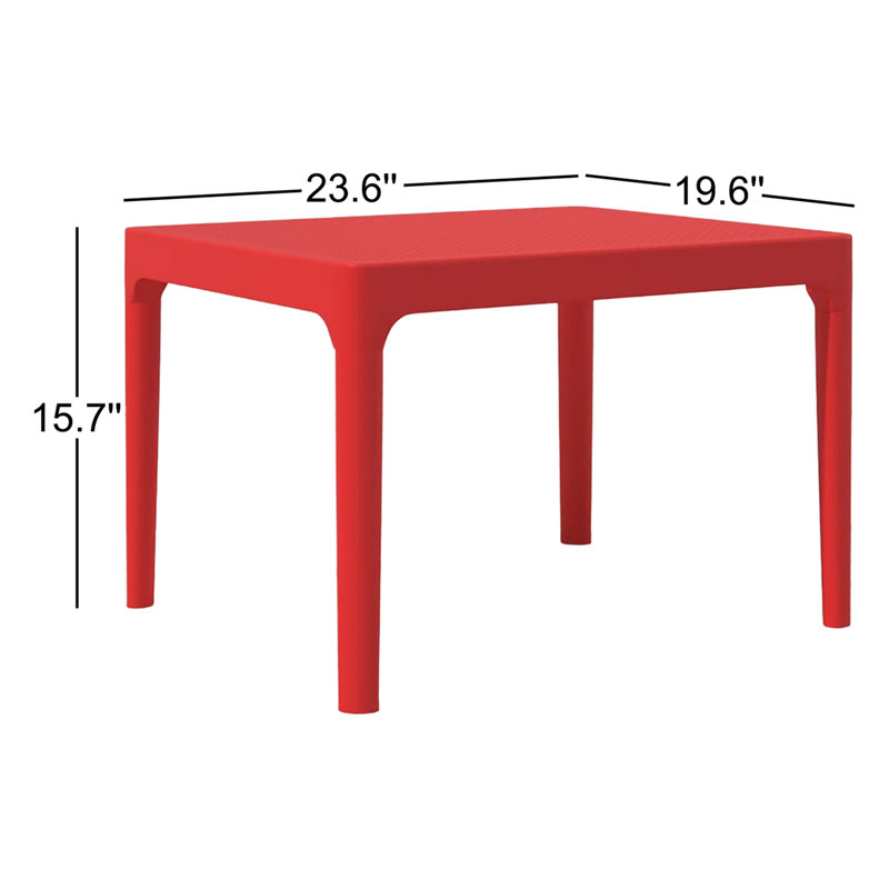 Table basse en plastique Farrah, Rouge, L 23,6 po x H 15,7 po x L 19,6 po