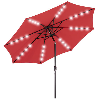 10ft Solar LED Solid Octagon Market Umbrella with Tilt Adjustment, UV-Resistant Fabric, Outdoor