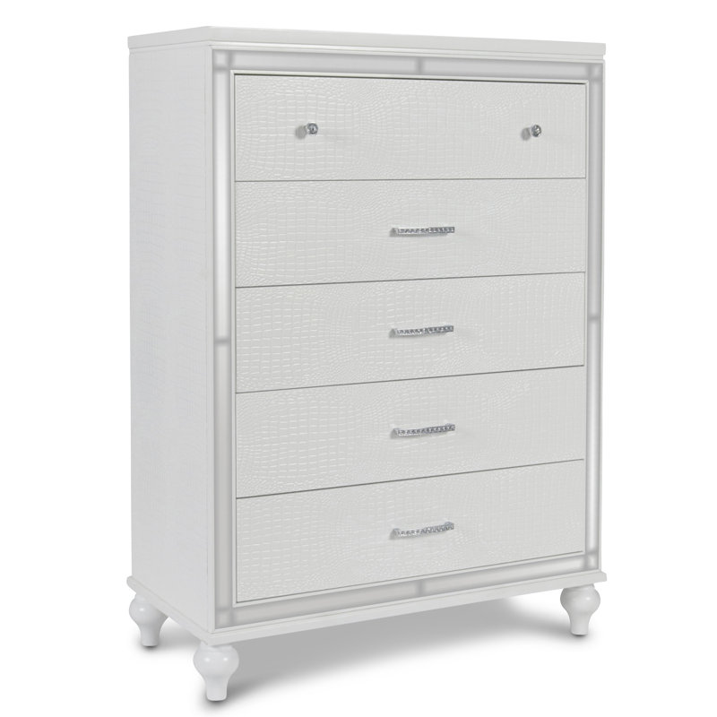 Commode 5 tiroirs Sherley, Blanc