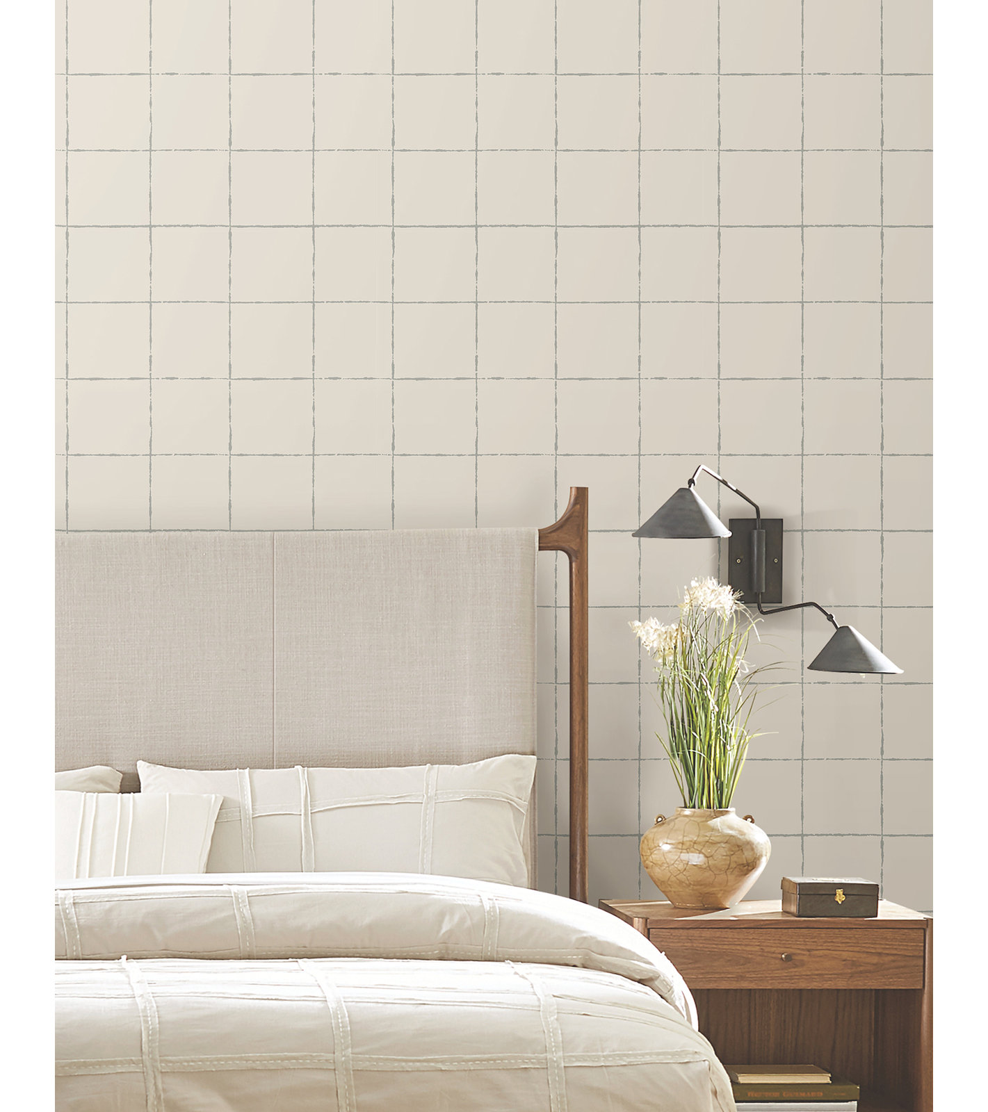 La Vitre Plaid Wallpaper, Gray