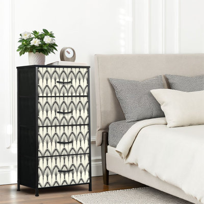 4 Drawer Dresser for Bedroom, Narrow Chest of Drawers, Wooden Top and Study Iron Frame 18"x37.5"-(WxH)