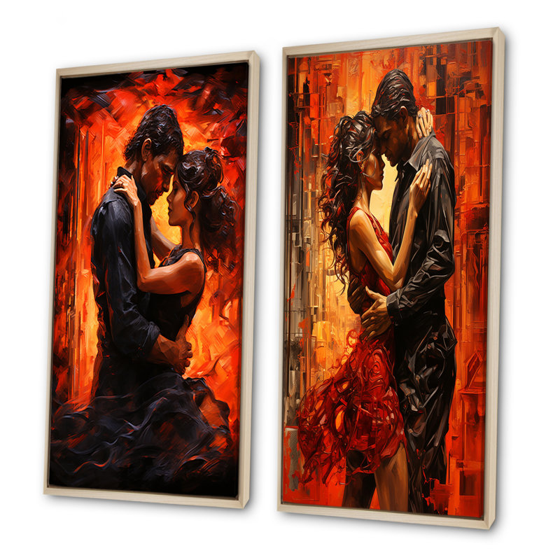 Dance Tango Temptation - ensemble d'art mural sur toile Dance, Encadrement brun, H 32 po x l 33 po