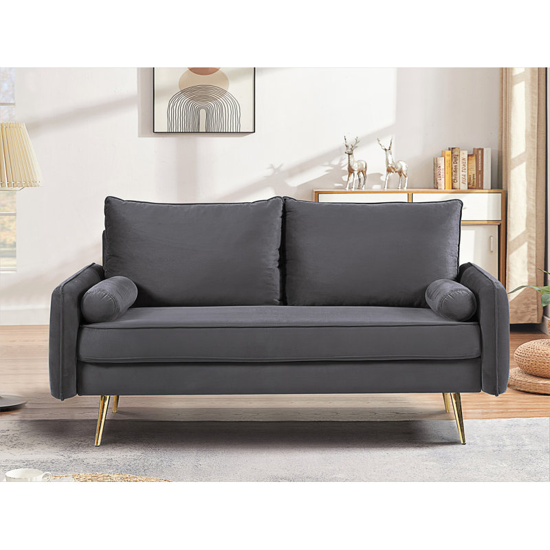 Canapé 2 places Modern, Grey Polyester