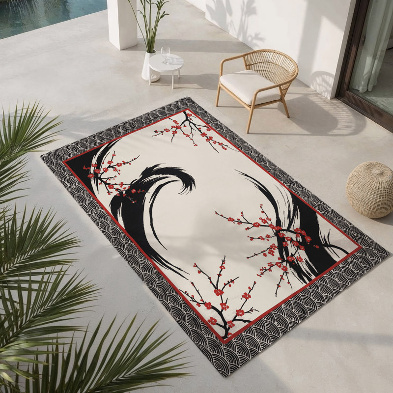 Tapis intérieur et extérieur Scarlet Strokes, Rectangle 9 pi x 12 pi