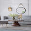 Miroir rond suspendu tendance 29,5 po avec cadre noir et sangle de corde, décor industriel contemporain