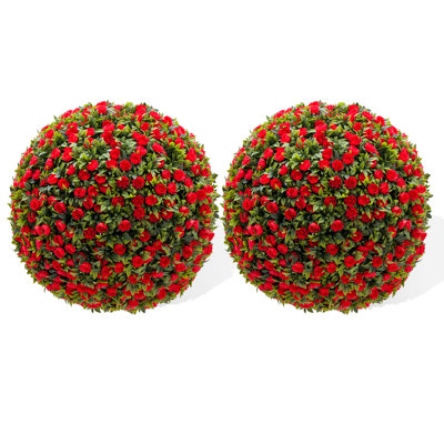 Artificial Topiary Balls 2-Pack - UV-Resistant PE Spheres for Garden/Patio/Wedding, Indoor/Outdoor Hanging Decor, 1-Year Fade-Free, Zero-Maintenance, Easy 2-Minute Assembly