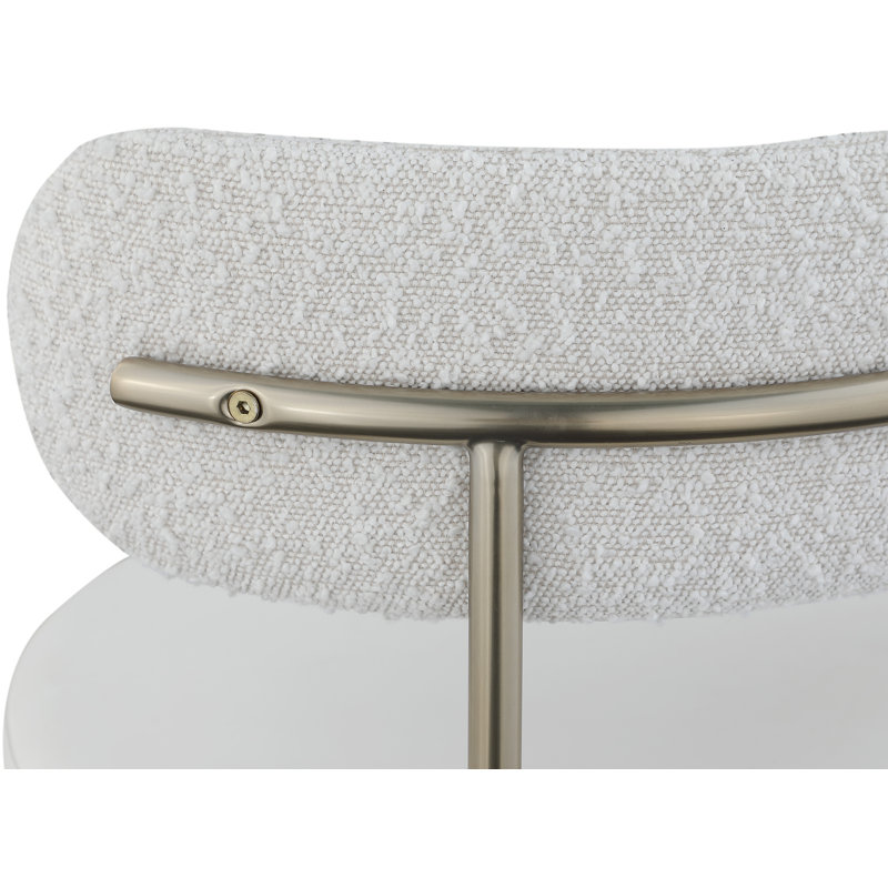 Chaise d'appoint Humaid, Laiton brossé, Tissu crème bouclé