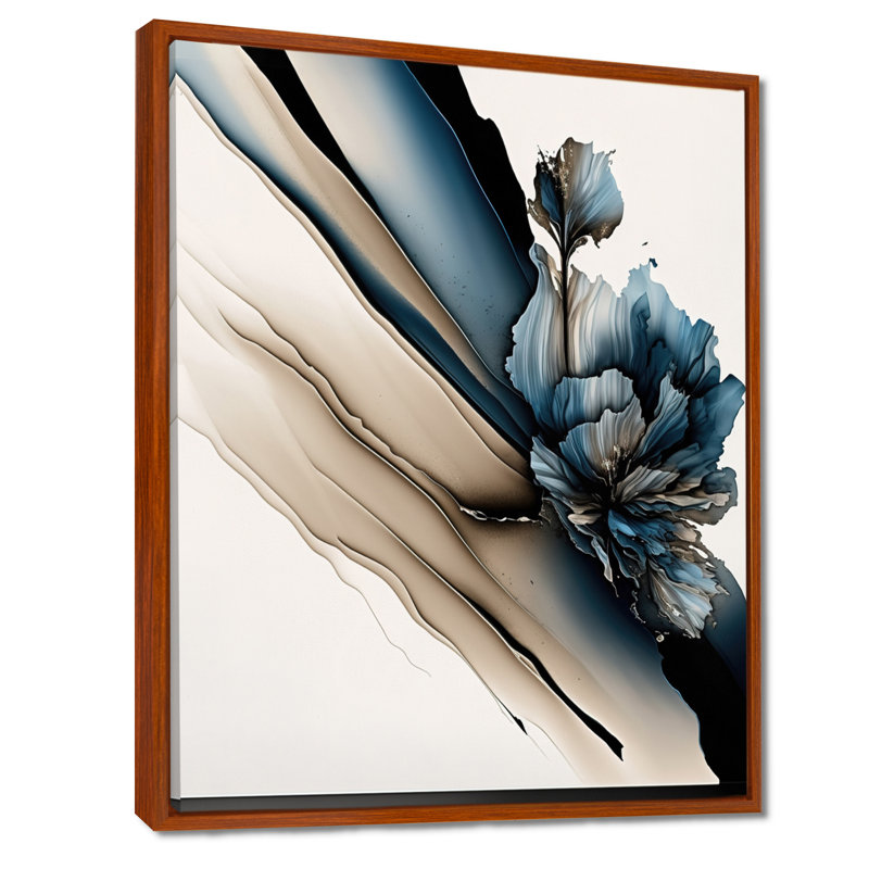 Hyperrealistic Peony Flowers II - Print on Canvas, 20" H x 12" W, Brown Floater Framed