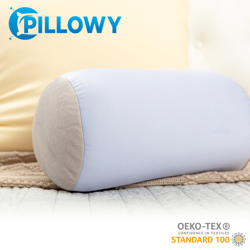 Microbead Bolster Neck Roll Pillow, Silver Mist