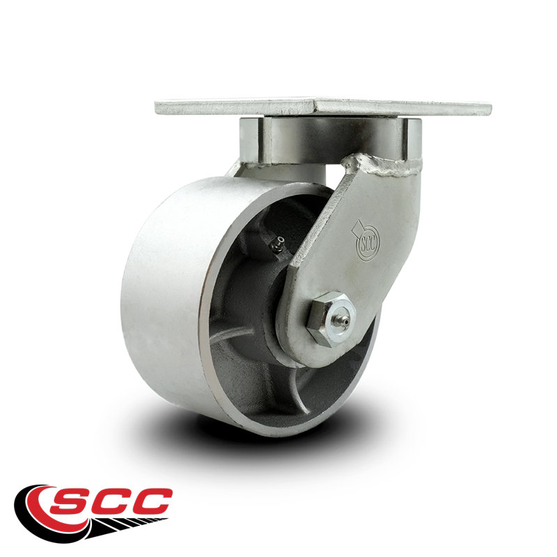 Extra Heavy Duty Semi Steel Cast Iron Wheel Swivel Top Plate Caster SCC