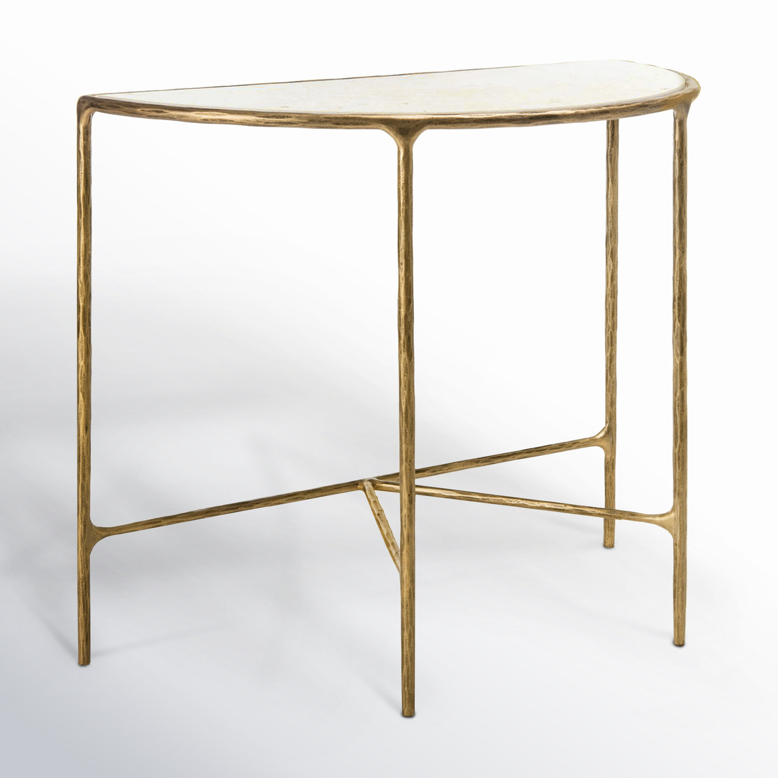 Evelynn 4-Piece Living Room Table Set, White, Brass