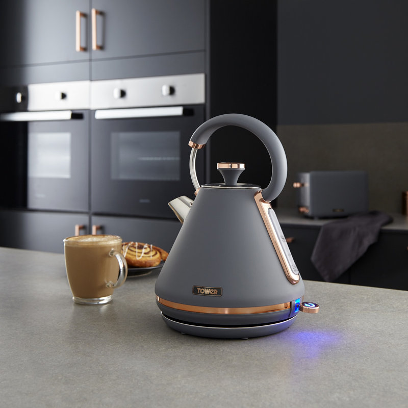 Tower 1.7L Electric Tea Kettle & 4 Slice Toaster & 20L Microwave, Grey
