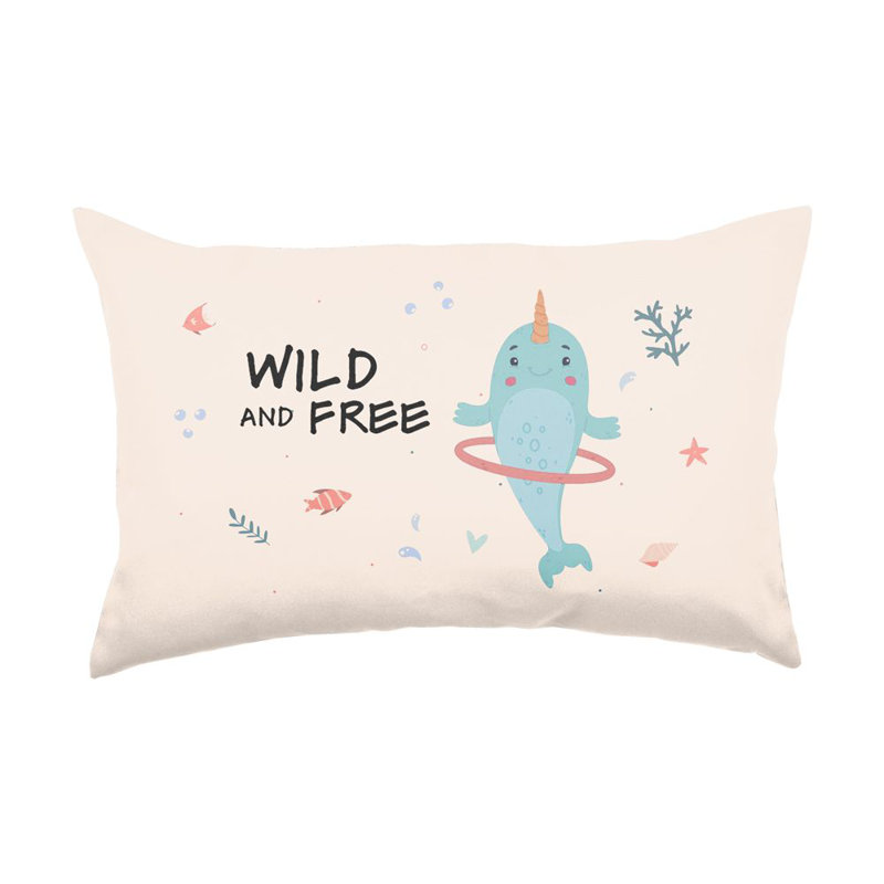 Adrie Cream/Green Cushion, Wild and Free, 50x30cm 