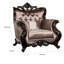Fauteuil Aboi avec coussin, velours brun, bois de cerisier foncé sculpté-117524227-117524230
