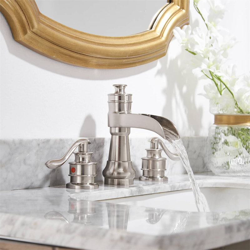 Robinet de salle de bain espacé 8 pouces à 3 trous en laiton, Nickel brossé