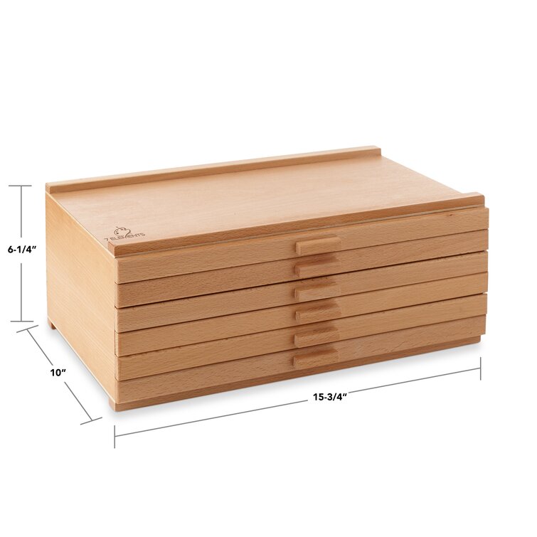  U.S. Art Supply 6 Drawer Wood Artist Supply Storage Box -  Pastels, Pencils, Pens, Markers, Brushes