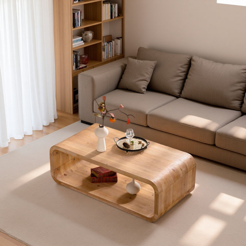 Table basse moderne et élégante avec cadre ouvert et rangement ouvert pour les salons contemporains