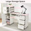 Table de manucure blanche avec prise de courant et USB, 3 tiroirs, 3 armoires, tablettes ouvertes, 8 roulettes, station de clou pour salon et maison-1400140098