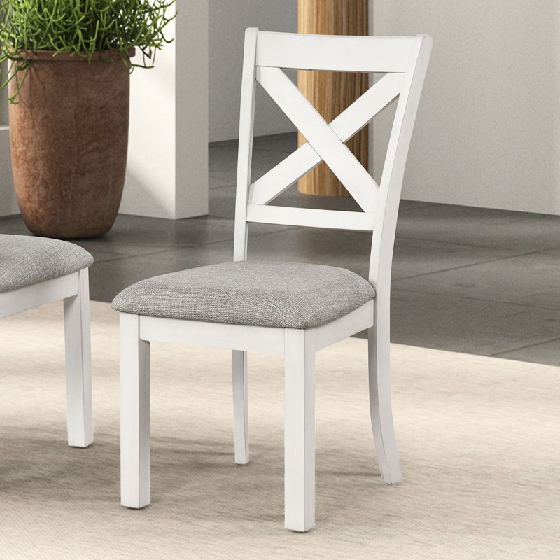 Chaises d'appoint contemporaines à dossier croisé 2 pièces avec pieds carrés pour salle à manger en chêne blanc et coussin Modern