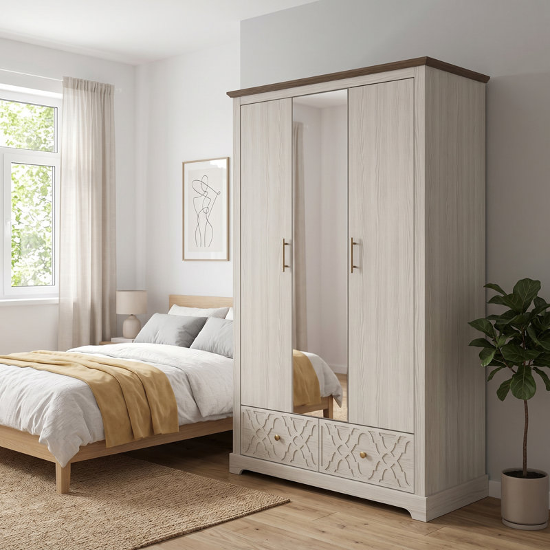 3 Door 2 Drawer Wardrobe with Mirror