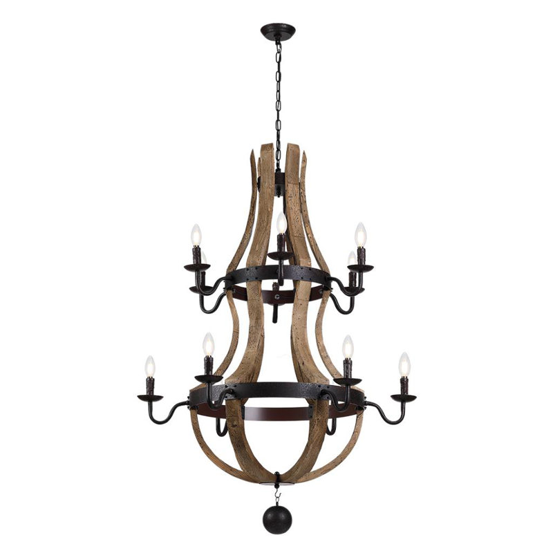 Lustre empire en bois 2 lumières Caudillo