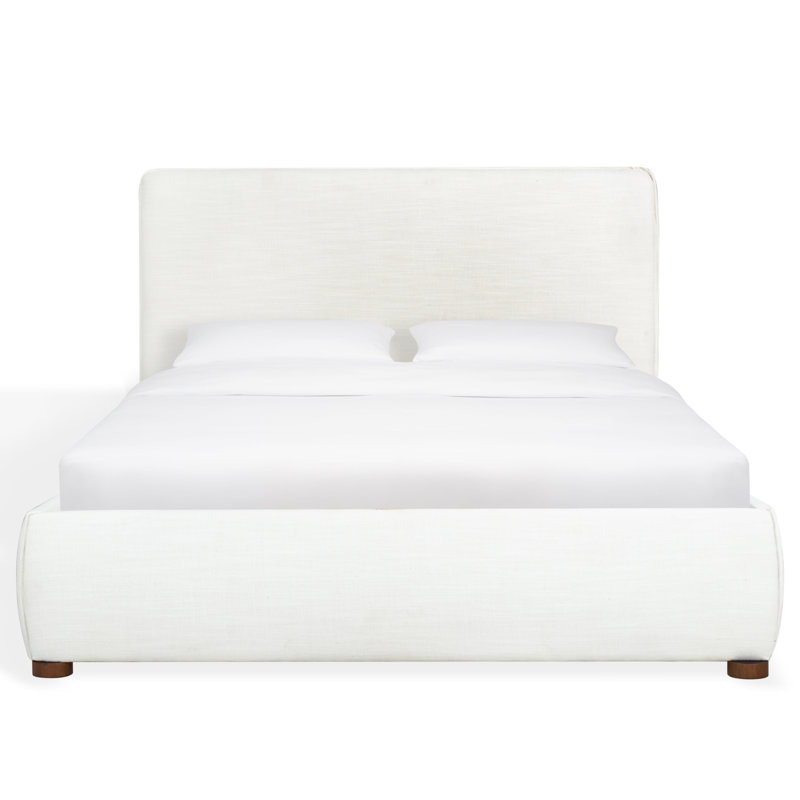 Callahan Upholstered Bed, Full / Double, White Linen
