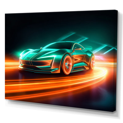 «Teal Neon Exotic Car II», reproduction sur toile
