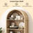 71''H Arched Cabinet 5-Tier Bookcase with Fluted Door and Adjustable Shelves-1283521926