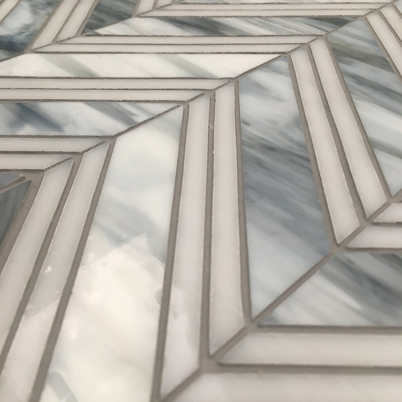 Chevron 12" x 12" Glass Random Mosaic Wall Tile, Forge
