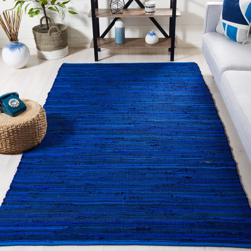 Burkhart Rug Hand Woven Cotton Striped Rug, Rectangle 5' x 8'