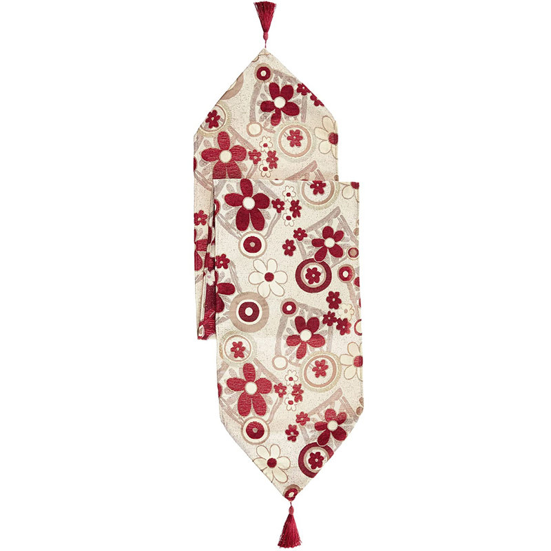 Merlene Daisy Table Runner, Burgundy / Gold
