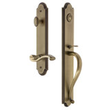 Arc Handleset with Deadbolt and Portofino Door Lever and Rosette