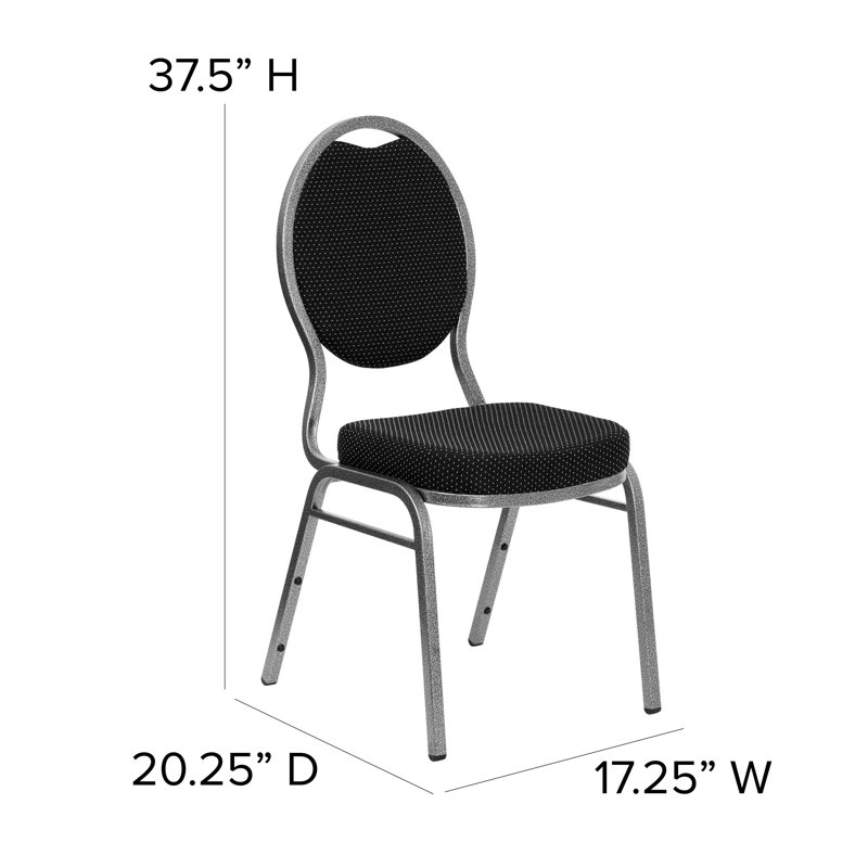 Black Patterned Fabric and Metal Stacking Banquet Chair