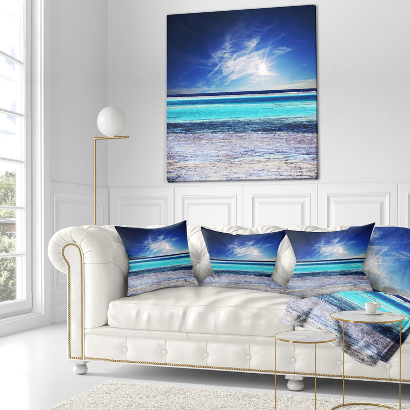Coussin décoratif en cristal de mer sous le soleil sea shore, 16 po x 1 po, Coussin décoratif