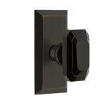 Grandeur Fifth Avenue Short Plate Single Dummy with Baguette Black Crystal Door Knob